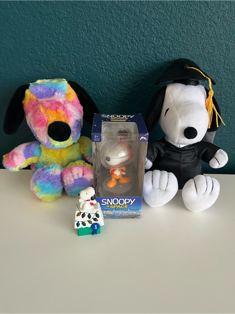 Vintage 1966 Peanuts Snoopy Christmas Pin Hallmark Rainbow Graduation Space